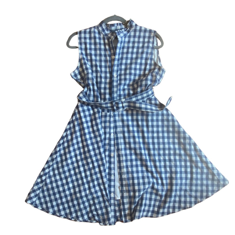 Kiel James Patrick KJP summering dress with belt blue and white check size large